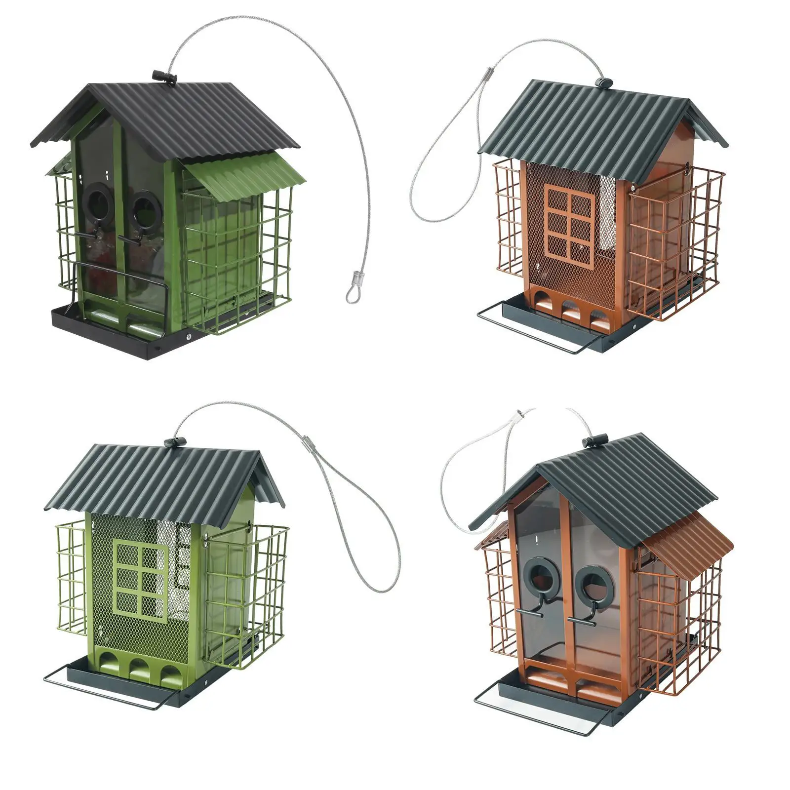 

Bird Feeders for Outdoors with Roof Easy to Clean and Fill Metal Bird Feeders House for Terrace Yard Garden Backyard Wild Bird