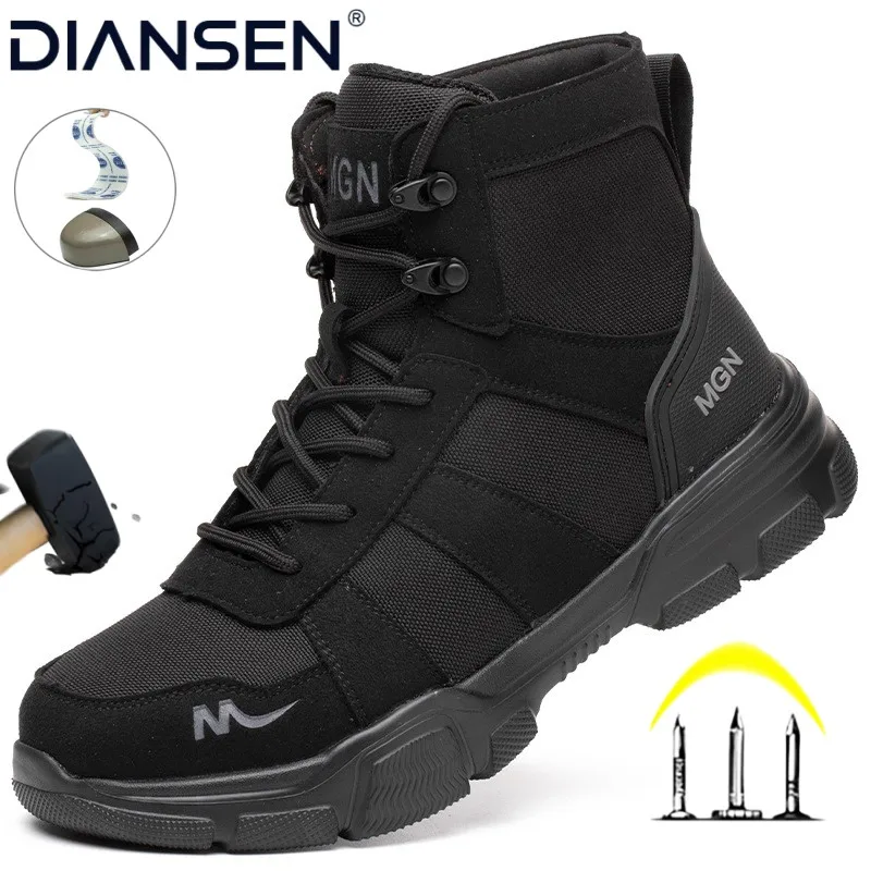 

Steel Toe Safety Shoes Men Women, Anti-Puncture Anti-Smash Non Slip Industrial Work Boots, Lightweight Protection Tactical Boots