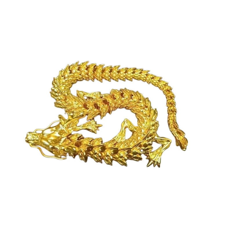 1Pc Golden Dragon Decorative Ornament Alloy Five Claw Ornaments Can Move Chinese Loong Handlebar Home Office Desktop Decorations