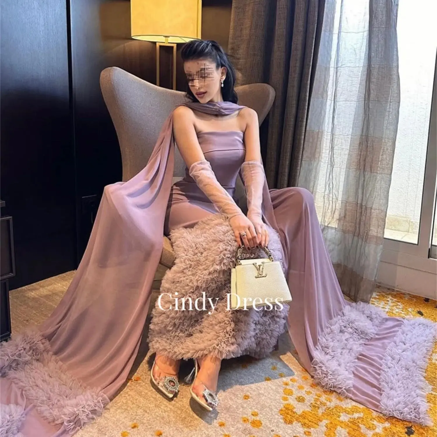 

Cindy Tube Top Dubai Luxury Evening Dress Grace Elegant Gowns Purple Dresses Ladies Shawl Party Women 2024 Woman's Saudi Arabia