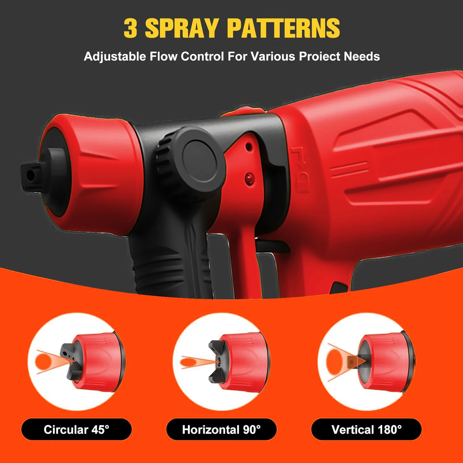 Paint Sprayer, HVLP High Power Electric Spray Paint Gun with 1000ml Container, 4 Nozzles & 3 Patterns, Easy to Clean, for Home