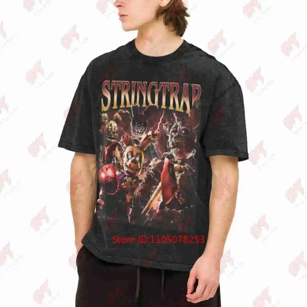 Animatronic Monster Horror Gaming Dark Aesthetic Vintage Washed Tee Pure Cotton T-Shirt