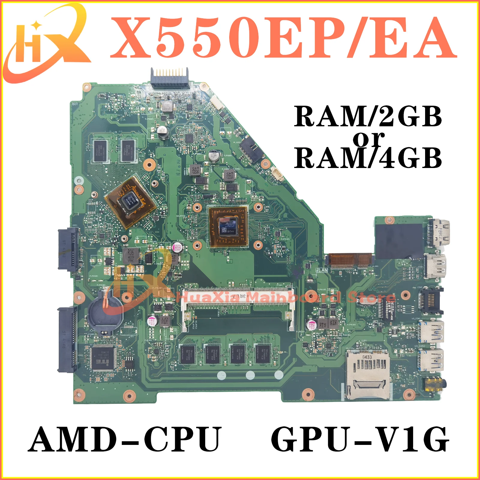 X550E Mainboard For ASUS X550 X550EP X550EA D552E X552E Laptop Motherboard CPU-AMD GPU-V1G RAM-2GB/4GB