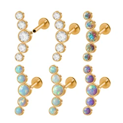 1PC Surgical Steel Five Opal CZ Ear Tragus Cartilage Stud Lip Ring Labret Helix Piercing Earrings Lobe Piercing Barbell Jewelry