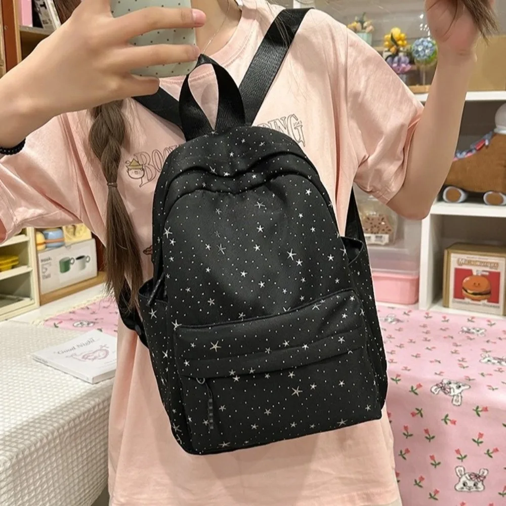 Tas Ransel Kasual Motif Bintang Kapasitas Besar Gaya Kuliah Tas Ransel Nilon Tas Selempang Gaya Korea Tas Sekolah Siswa Hadiah
