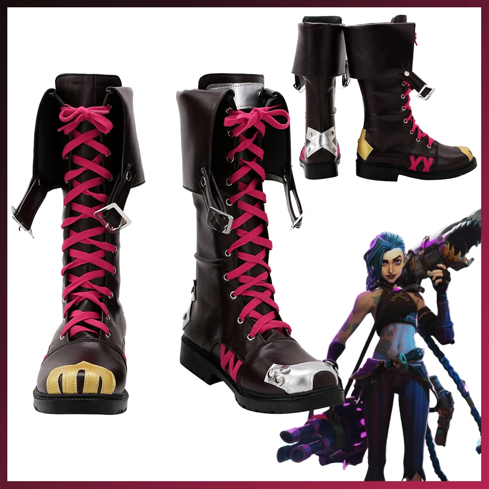 

Arcane Jinx Cosplay Shoes Coostume Game LoL Disguise Brown Boots Costume Accessories Female Women Roleplay Halloween Footwear