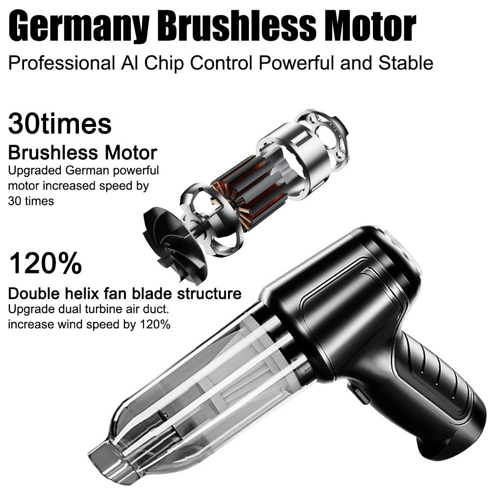 Car Vacuum Cleaner 7.4V 60W Powerful Strong Suction Handheld Mini Portable Wireless Cleaner Home Cleaning Machine