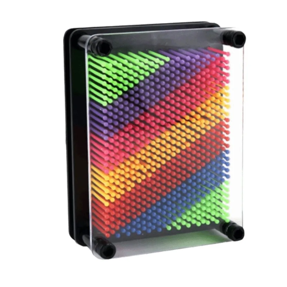 Classic 3D Effect Pin Art Board Novel Design Rainbow Color Pin Art Compact Size 3D Pin Sculpture Stress Relief