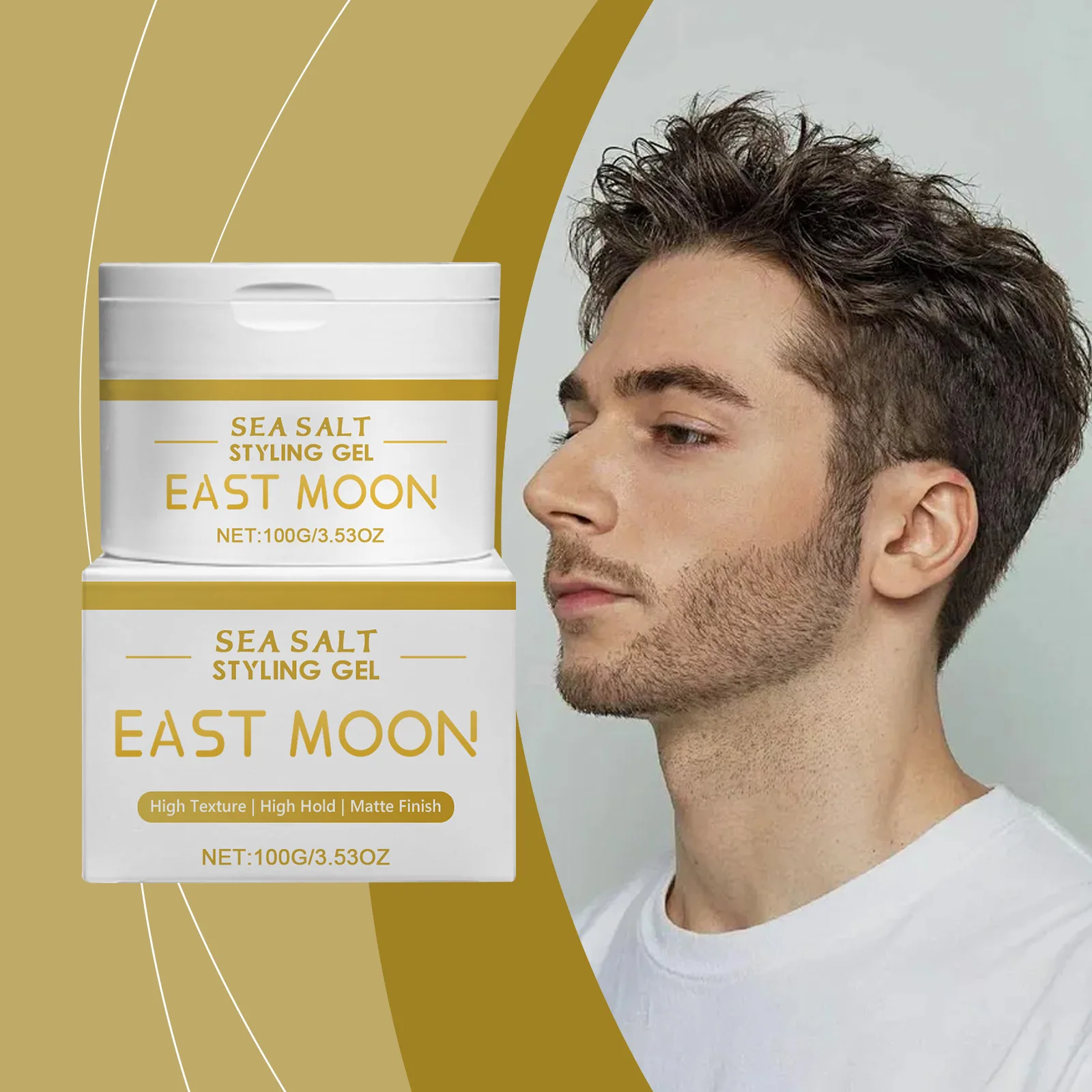 

EAST MOON Men's Hair Sea Salt Styling Gel, Moisturizing and Glossy Natural Fluffy Men's Styling Care Cream for Curly Hair