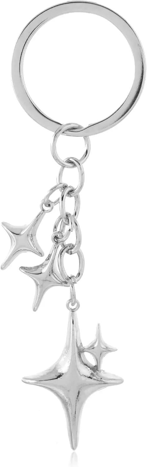 

Aesthetic Star Moon Keychain Cute Dainty Stainless Steel Key Ring for Purse Handbag Backpack Bag Charms Car Holder