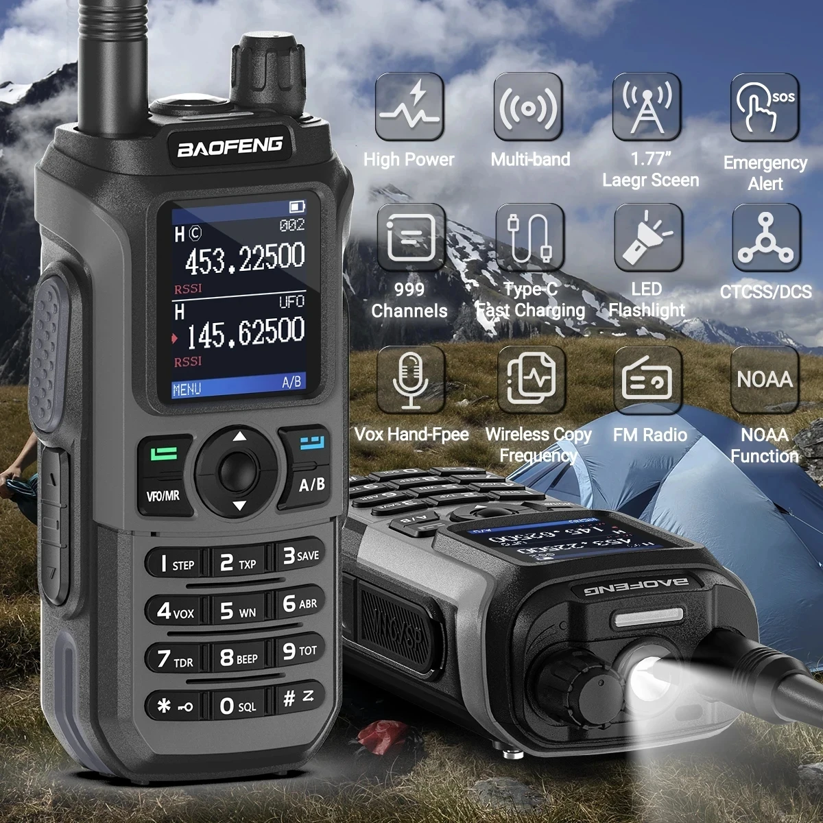 Baofeng UV-21 Pro V2 VHF UHF Two Way Radio 999CH Wireless Frequency Copy AM FM NOAA SOS Emergency Alarm Handheld Walkie Talkie