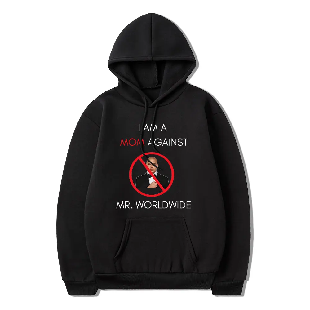 

I AM A MOM AGAINST Mr. Worldwide Classic Fun Simple Print Winter Long Sleeve Thick Loose Design Niche Casual Couple Hoodie Tide