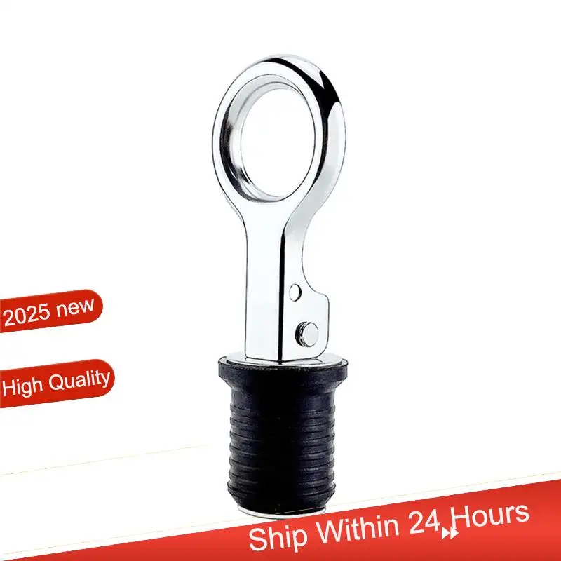 

ABJX New 2 Pcs 1-1/4-Inch Marine Stainless Steel Handle Rubber Drain Plug Drain Plug Snap Tight Flip Style Hull Seawall Boat Acc