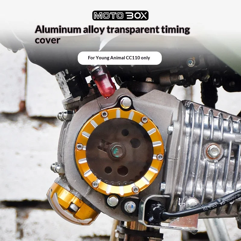 【Premium】For Honda Cub CC110 modification: Transparent engine side cover, aluminum alloy chain wheel cover, and timing decoratio