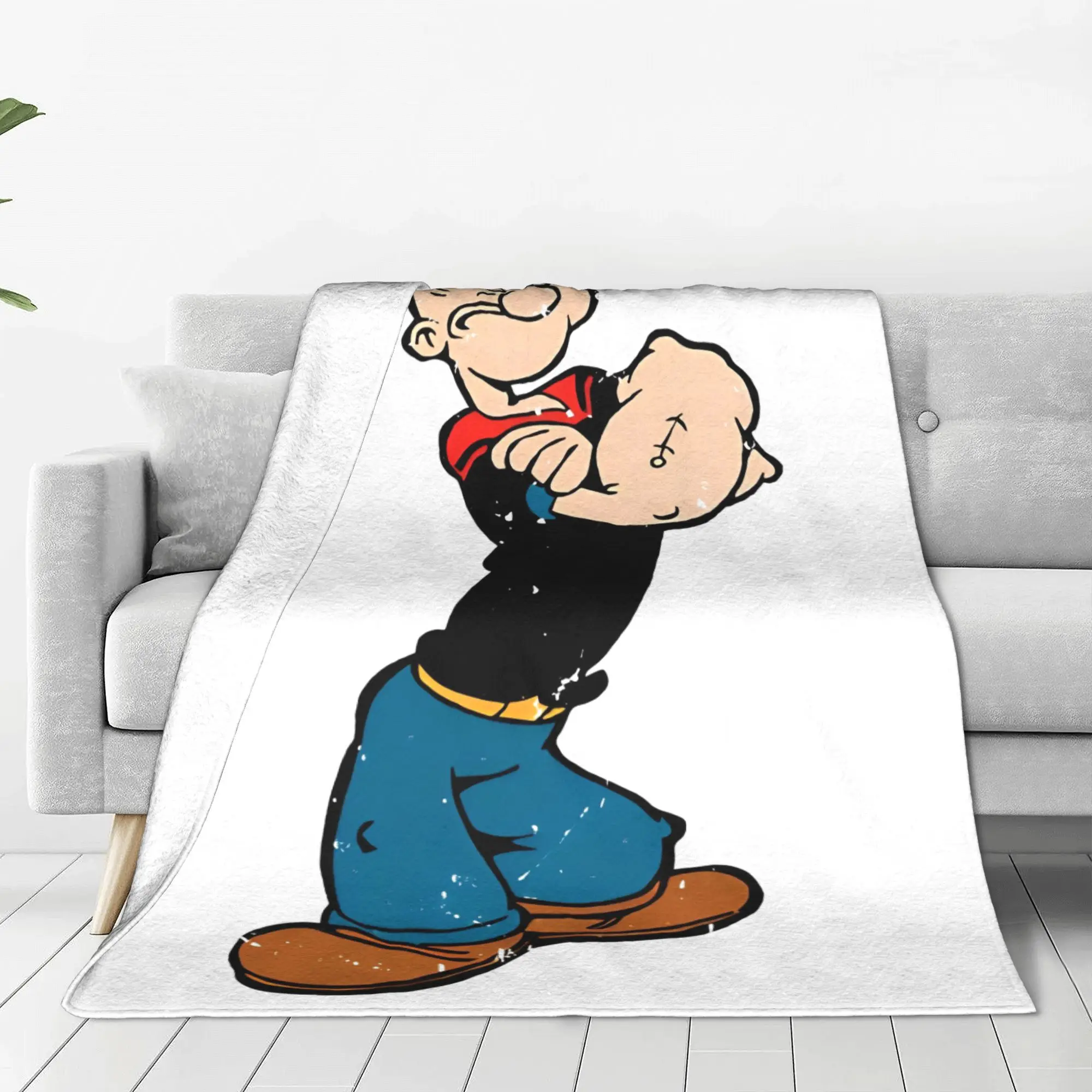 Sailor P-Popeye Funny Sports Cartoon Blankets Flannel Proud Portrait Super Soft Throw Blanket for Airplane Travel Bed Rug