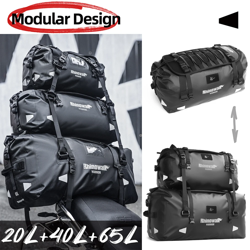 

Rhinowalk Fully Waterproof Motorcycle Rear Seat Bag Motorcycle Touring Bag Rack Bag Rear Pillion Bag Large Capacity Radish Bag