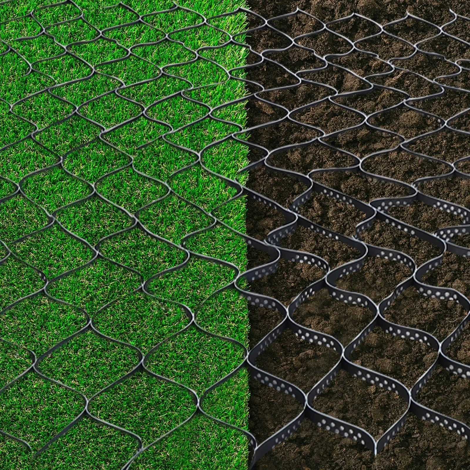 2'' Thick Geo Grid Ground Stabilization Grid for Swelling Soil | Collapsible Geogrid w/ Heavy Duty Load Bearing & Erosion Control