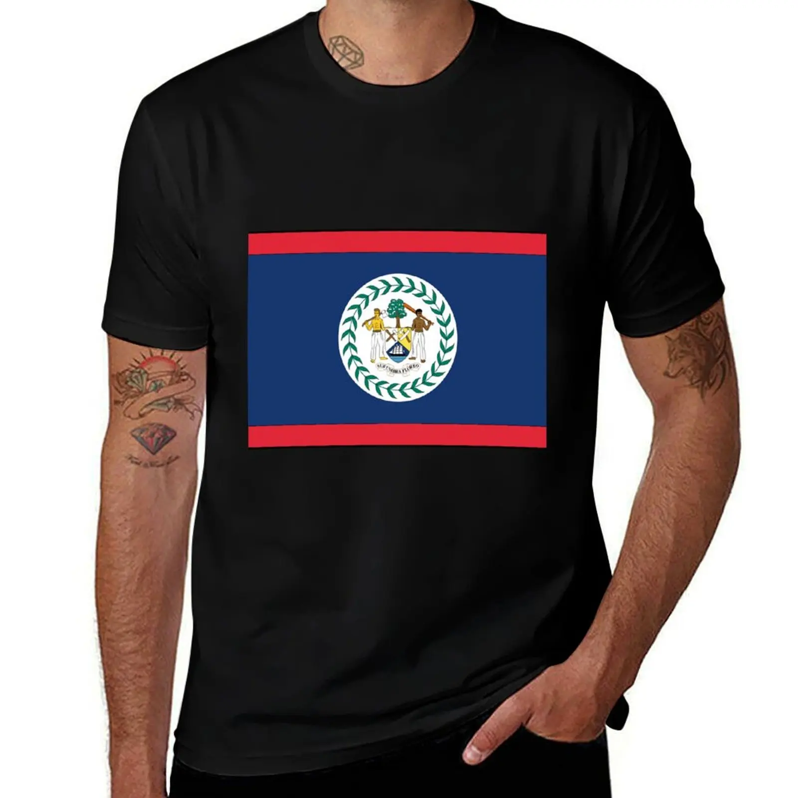 A Cultured Belize Flag T-Shirt Work Style Casual T-Shirt