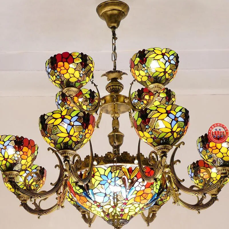 

American style, duplex, hotel, simple, color, glass, chandelier