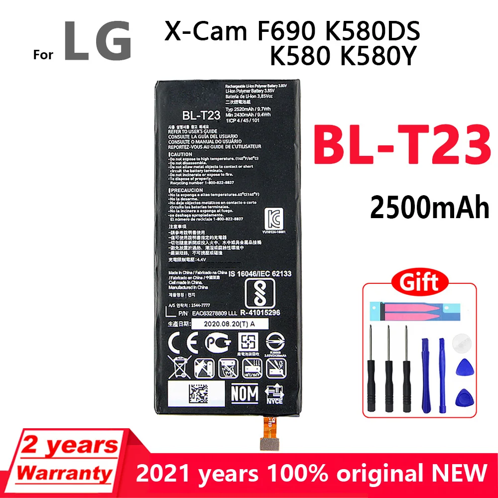 

100% Оригинальный аккумулятор для LG X Cam X-Cam F690 K580DS K580 K580Y, аккумулятор для телефона с инструментами и номером отслеживания, 2500 мАч