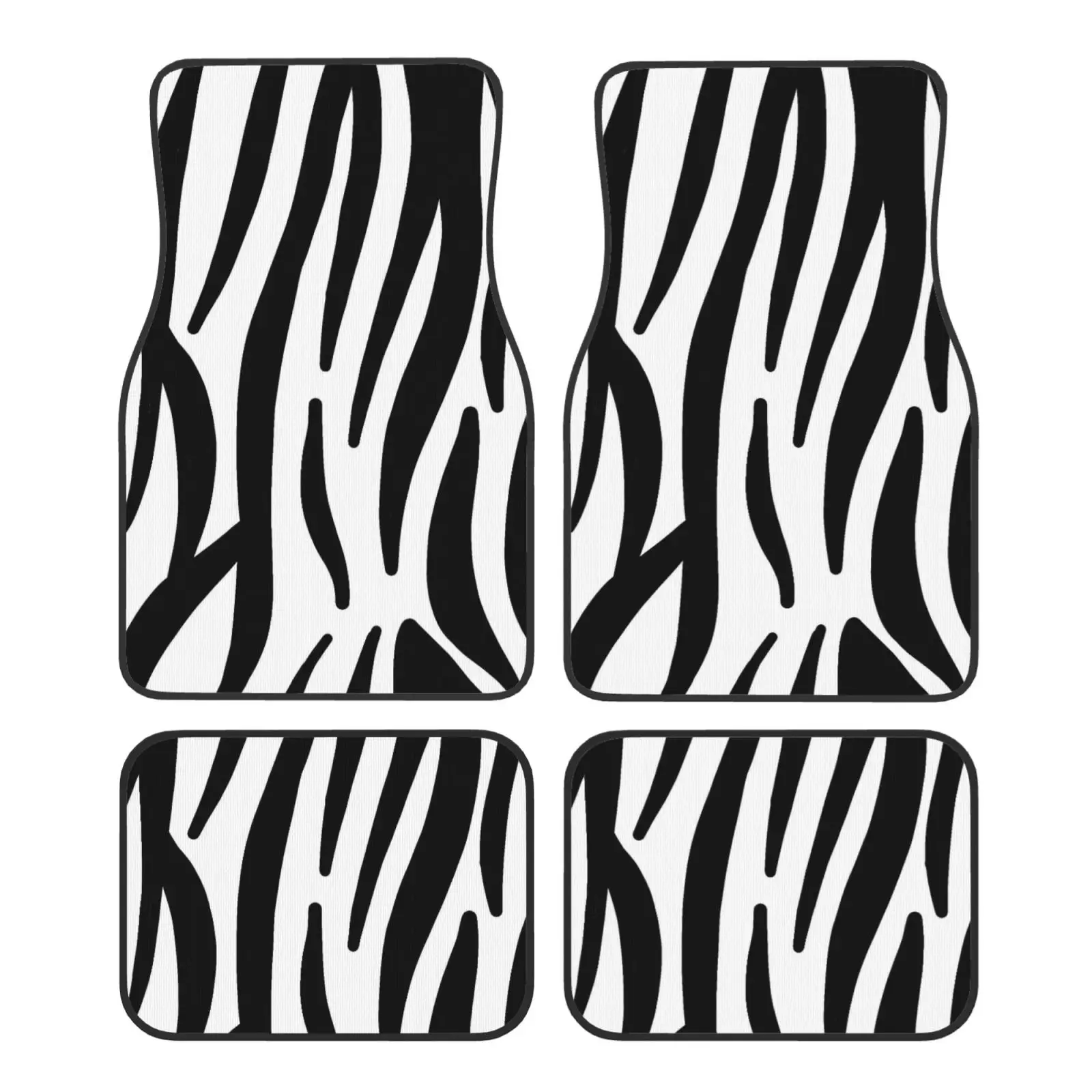 

Black and White Zebra Texture Printed Car Floor Mat Four Piece Set Suitable for All Car Floor Mats and Car Accessories
