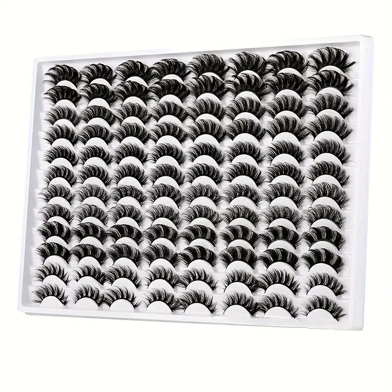 48 pairs of mixed false eyelashes in 6 styles, with fluffy and curly eye-catching thick 8D strip false eyelashes