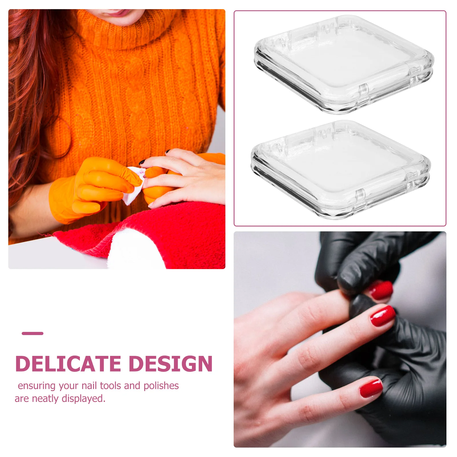 10 قطعة صندوق تخزين الأظافر الشفاف، اضغط مربع على منظم الأظافر مع حماية جيدة للختم للأظافر الاصطناعية، شارات العملات المعدنية، طوابع #3