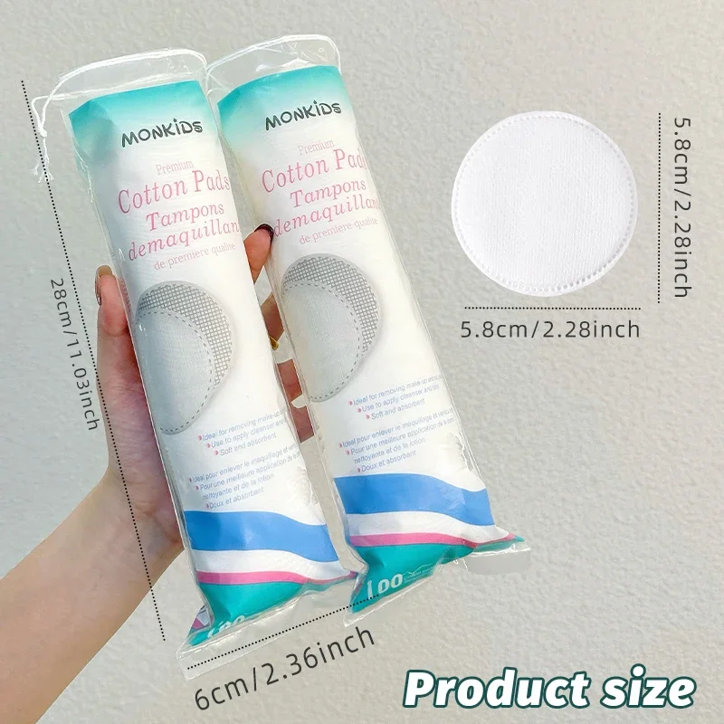 200 Uds. Almohadilla de algodón redonda suave y transpirable, almohadilla de algodón de doble cara, limpieza facial diaria y eliminación de maquillaje, ideal para trave