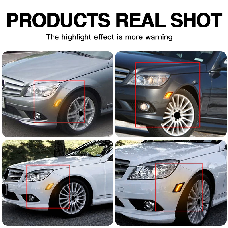 

2pcs LED Side Marker Lamp Turn Signal Light for Mercedes Benz C300 2008-2010 C230 C250 C350 C63 AMG OEM# 2048200121