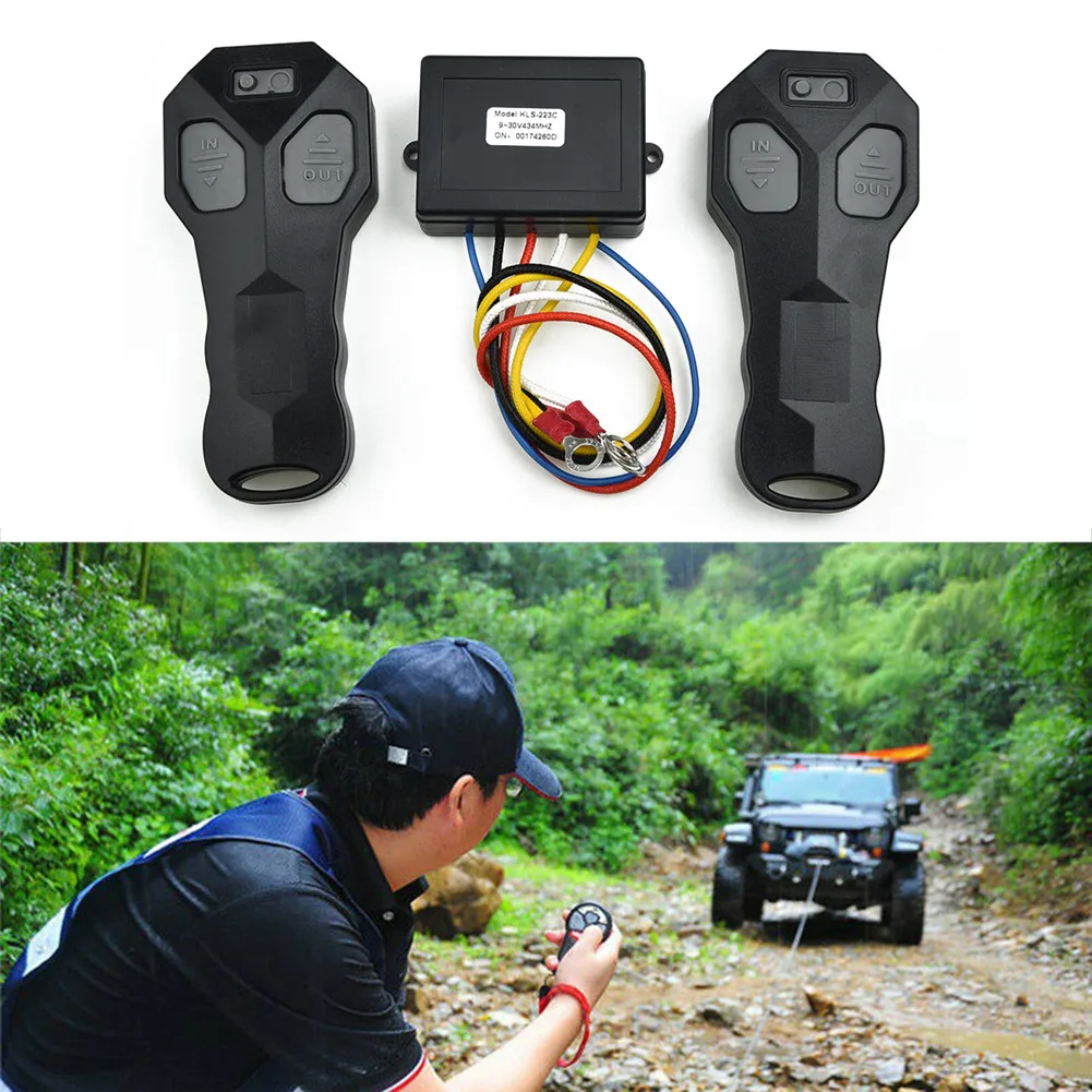 Wireless 2 Remote Control +Receiver Set Winch Kit 7*4.4*2.3cm Receiver Remote Controller Key Chain Remote Controller