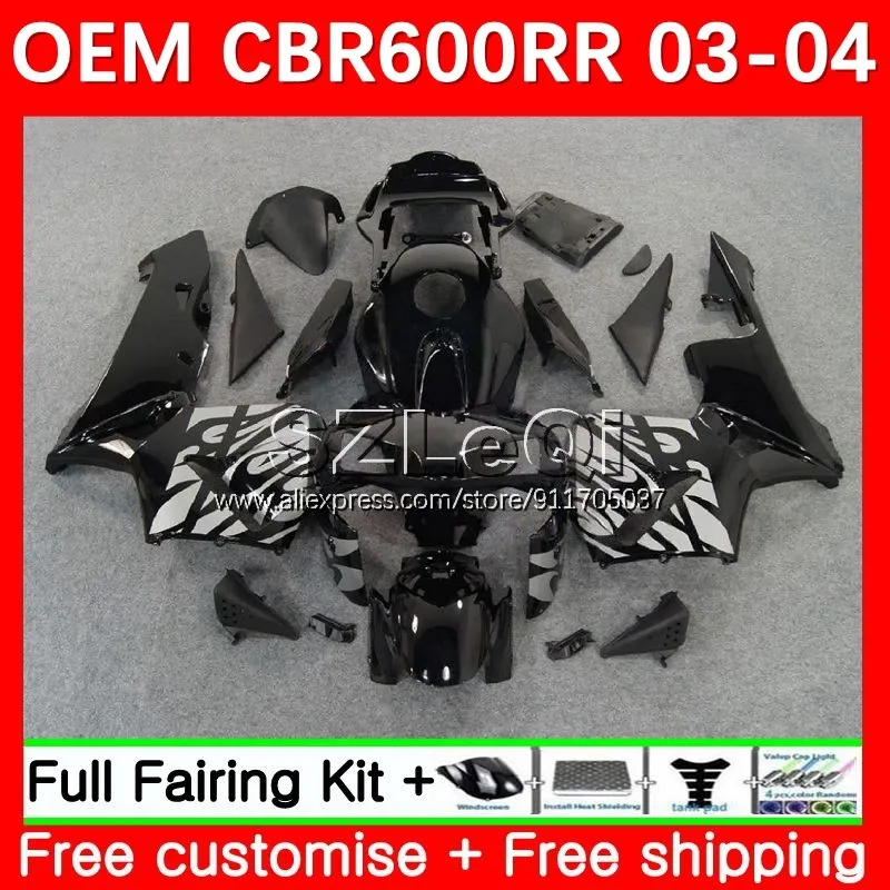 Injection Body + Decal For HONDA CBR600 CBR 600CC 600RR 600 RR CC Silver black F5 03 04 36No.10 CBR600RR 2003 2004 OEM Fairings