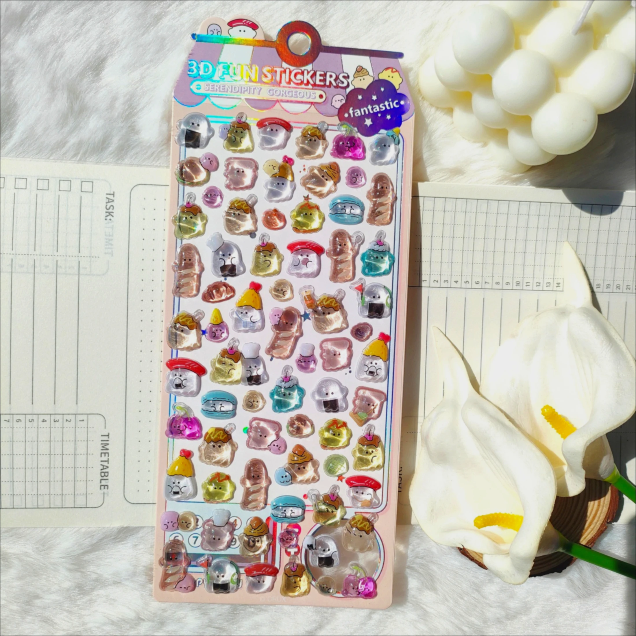 Cute Tiny Q-version Ghosts Youyou Family 3D Stereoscopic Crystal Sticker Materials, Kids' Toy Stickers