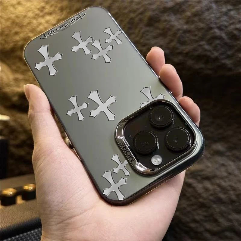 Cross  Design TPU Basic Case for iPhone 16 15 14 13 12 11 Pro Max XS XR X 7 8 Plus Shockproof Matte Hard Back Soft Bumper Cover