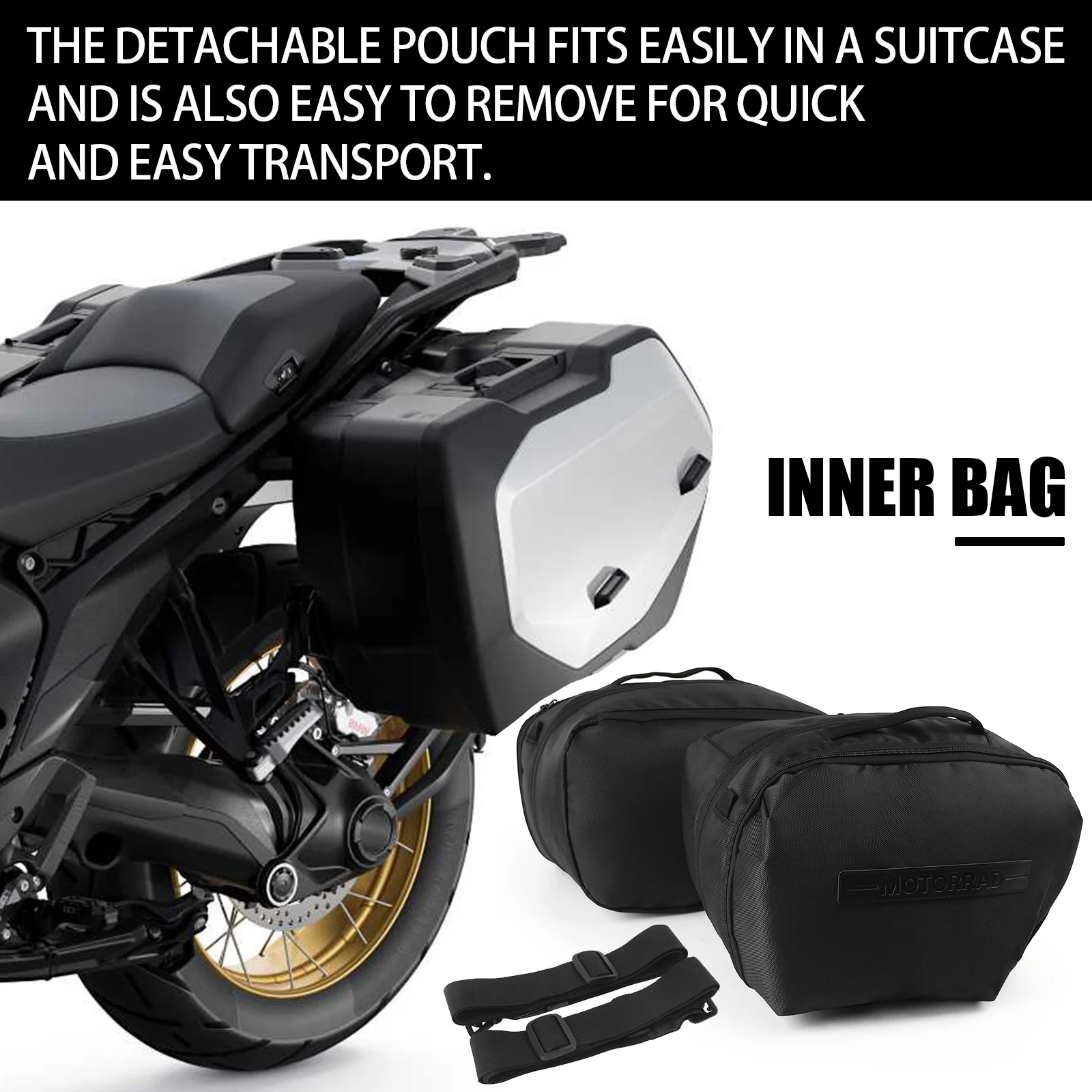 

Motorcycle Black Luggage Bag Saddlebag Tour Pack Soft Liners For BMW R1300GS 2023-Up