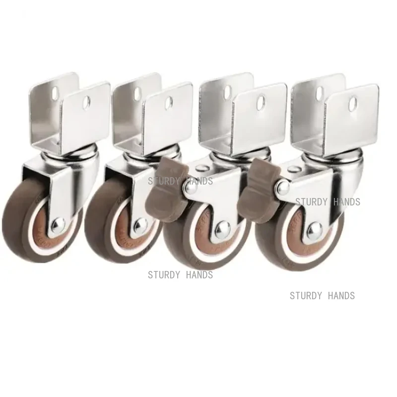 

4 Pieces/set of Silent 2-inch U-shaped Plywood Soft Rubber Furniture Baby Crib Universal Casters Pulleys