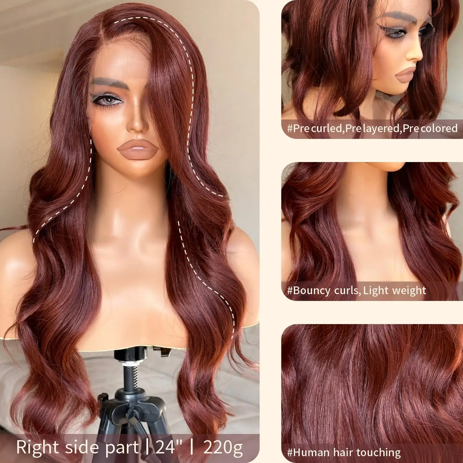 30 32 Inch Brazilian Reddish Brown 13x4 13x6 HD Lace Front Wigs Human Hair Body Wave 250% Colored Lace Frontal Wig For Women