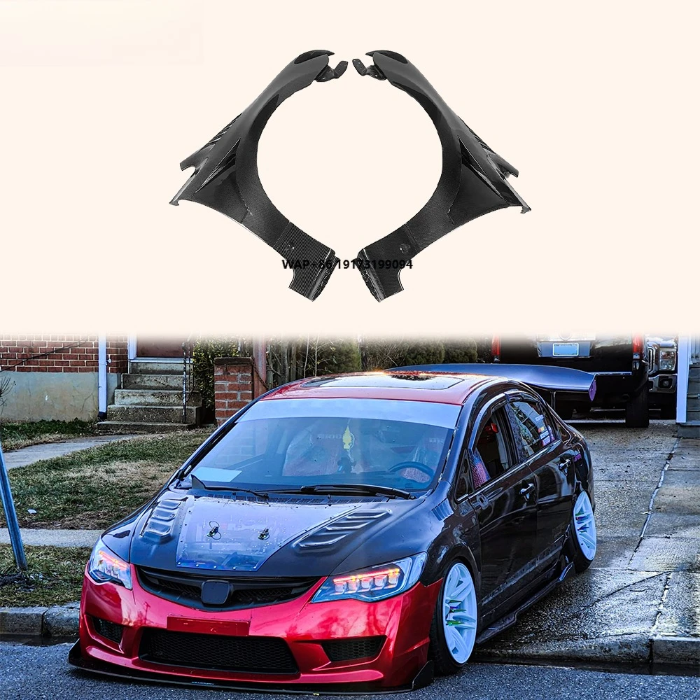 

Для Honda Civic FD2 2006-2008: Пара вентилируемых передних бамперных крыльев в стиле J2 из карбона