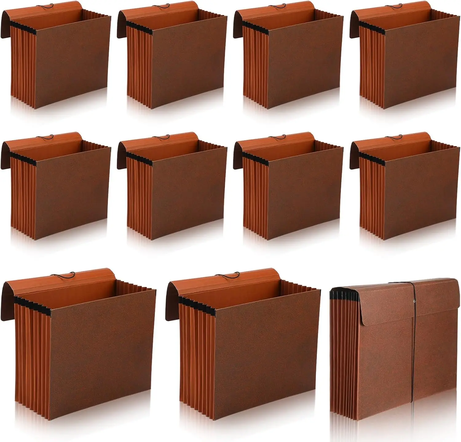 

10 Pack Expanding File Folders 7 Inch Expansion Letter Size Brown Heavy Duty Document Organizer with Elastic Closure