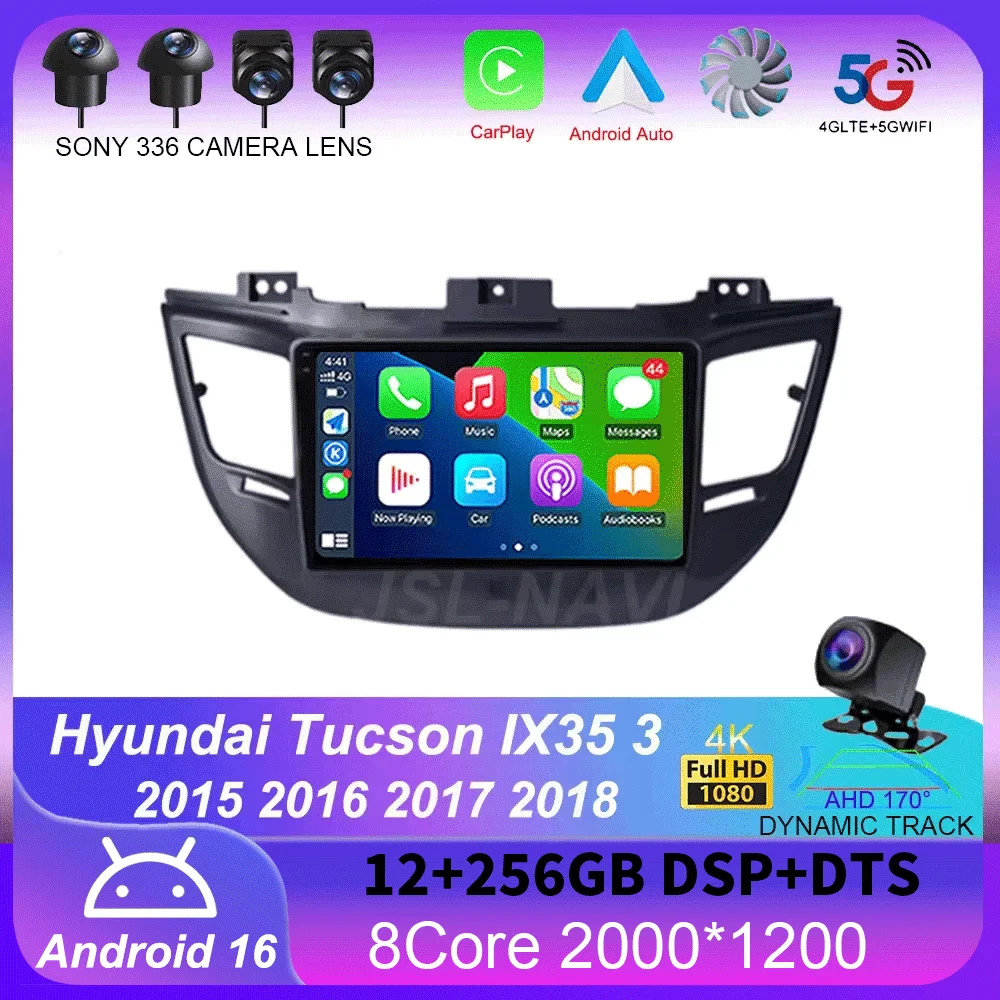 

9-дюймовый Android 16 для Hyundai Tucson IX35 3 2015-2018, автомобильная мультимедийная система с DSP, GPS-навигацией, 4G, Wi-Fi, QLED-дисплеем