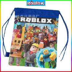 Roblox-mochila de almacenamiento no tejida con cordón, Bolsa Escolar con cremallera, bolsa con cordón para los hombros