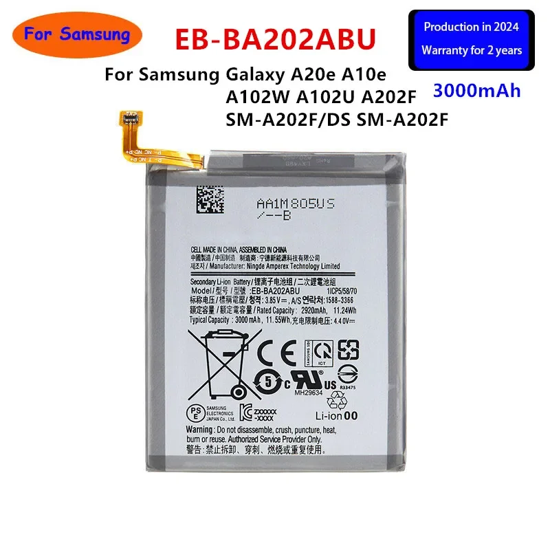 

Brand New EB-BA202ABU 3000mAh Battery For Samsung Galaxy A20e A10e A102W A102U A202F SM-A202F/DS SM-A202F Batteries