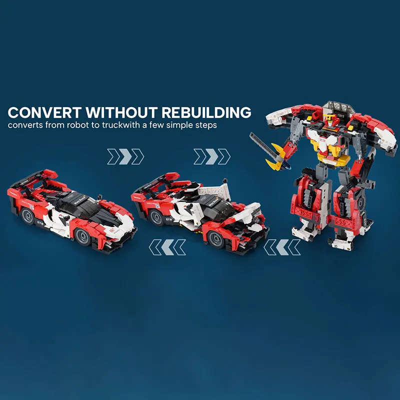 Nuovo robot giocattolo auto che trasforma blocchi di costruzione ornamenti regali per ragazzi assemblaggio creativo modello di auto robot fantastico regali di festa di Natale