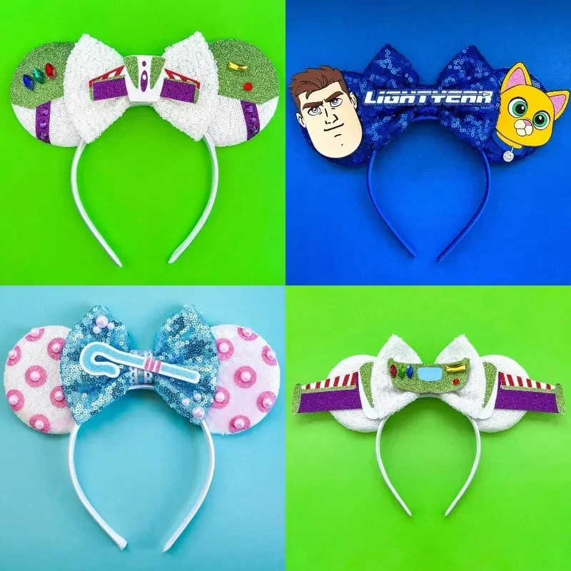 Disney Toy Story Head Bands Kids Pixar Woody Buzz Lightyear Hair Accessories Women Sequins Bow Alien Ears Hairband Girl Festival