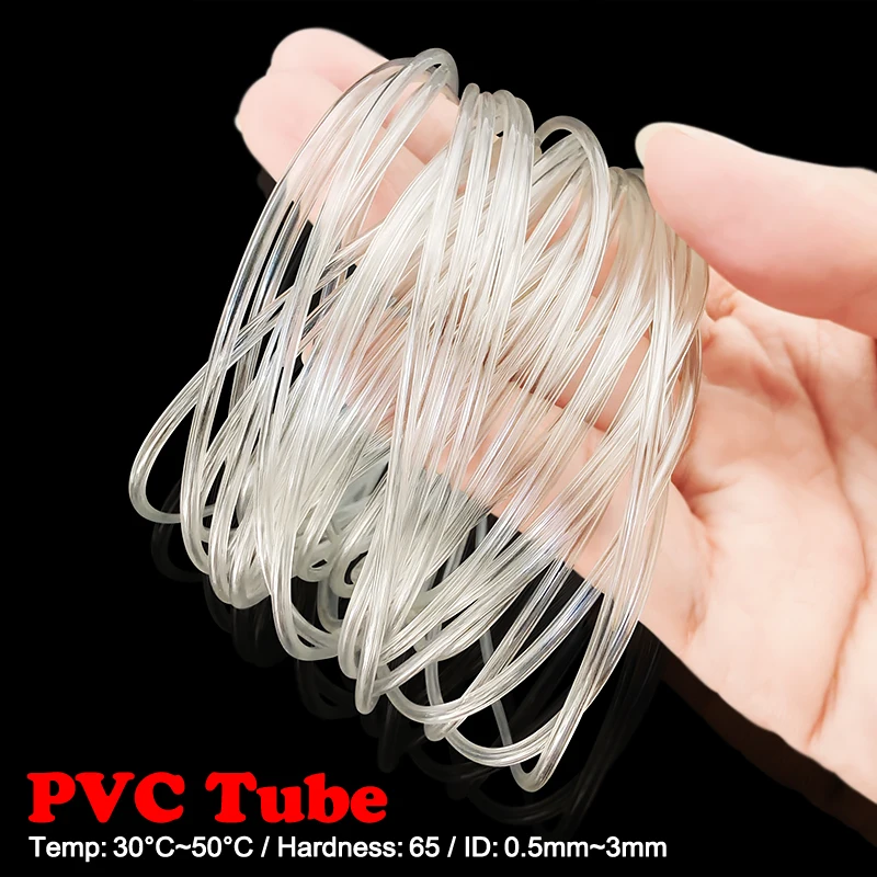 ID 0.5mm 0.8 1 1.2 1.6 2 2.5 3mm Transparent PVC Plastic Hose High Quality Water Tube Anti Tearing Anti Bending 5/10/15/20Meter