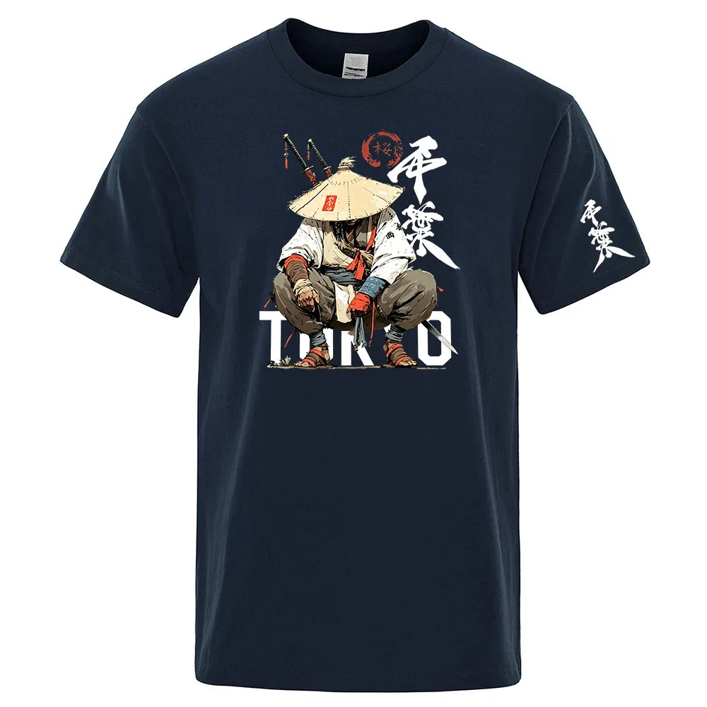 Anime Samurai Tokyo Warrior The men's regular round-neck shirt is made of soft providing a comfortable wearing experience.