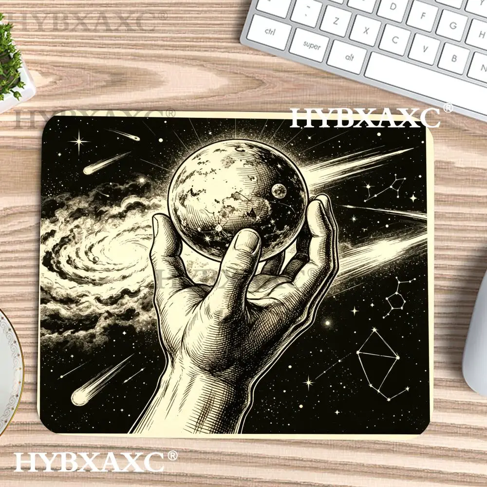 

HYBXAXC Vintage Space Art Hand Holding Planet Galaxy Nebula Print Mouse Pad for Office or Home, Modern Mousepad for Work Setup