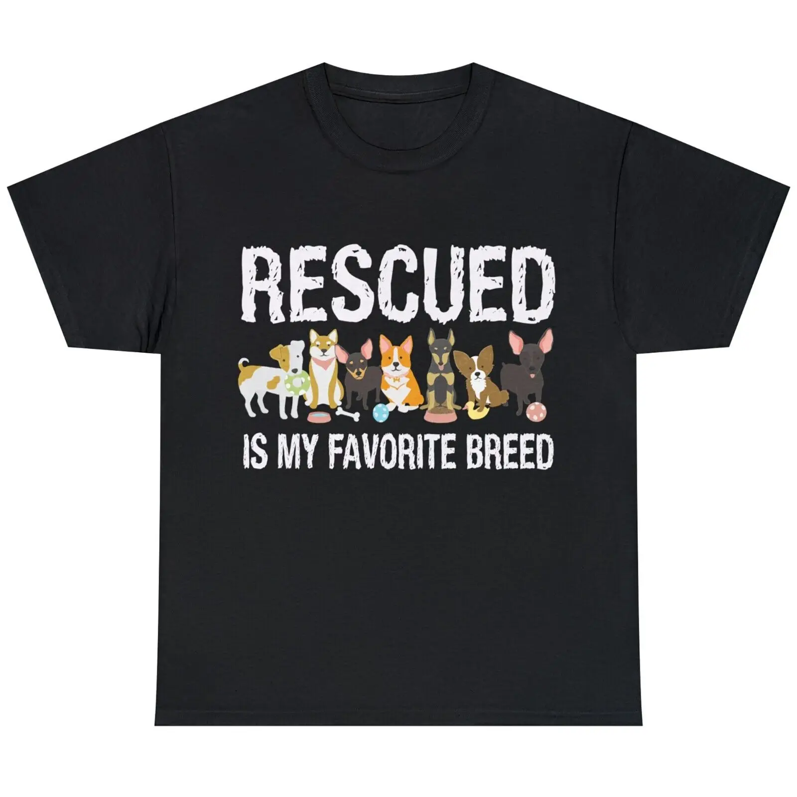 Rescued Is My Favorite Breed with Dogs T-Shirt for Men Women