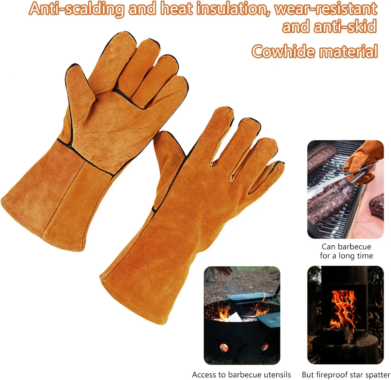 1/2 Pair Flame-retardant Welding Work Gloves Heat-proof Metal Welding Protector Yellow Gloves Soldering Welding Gloves Tools