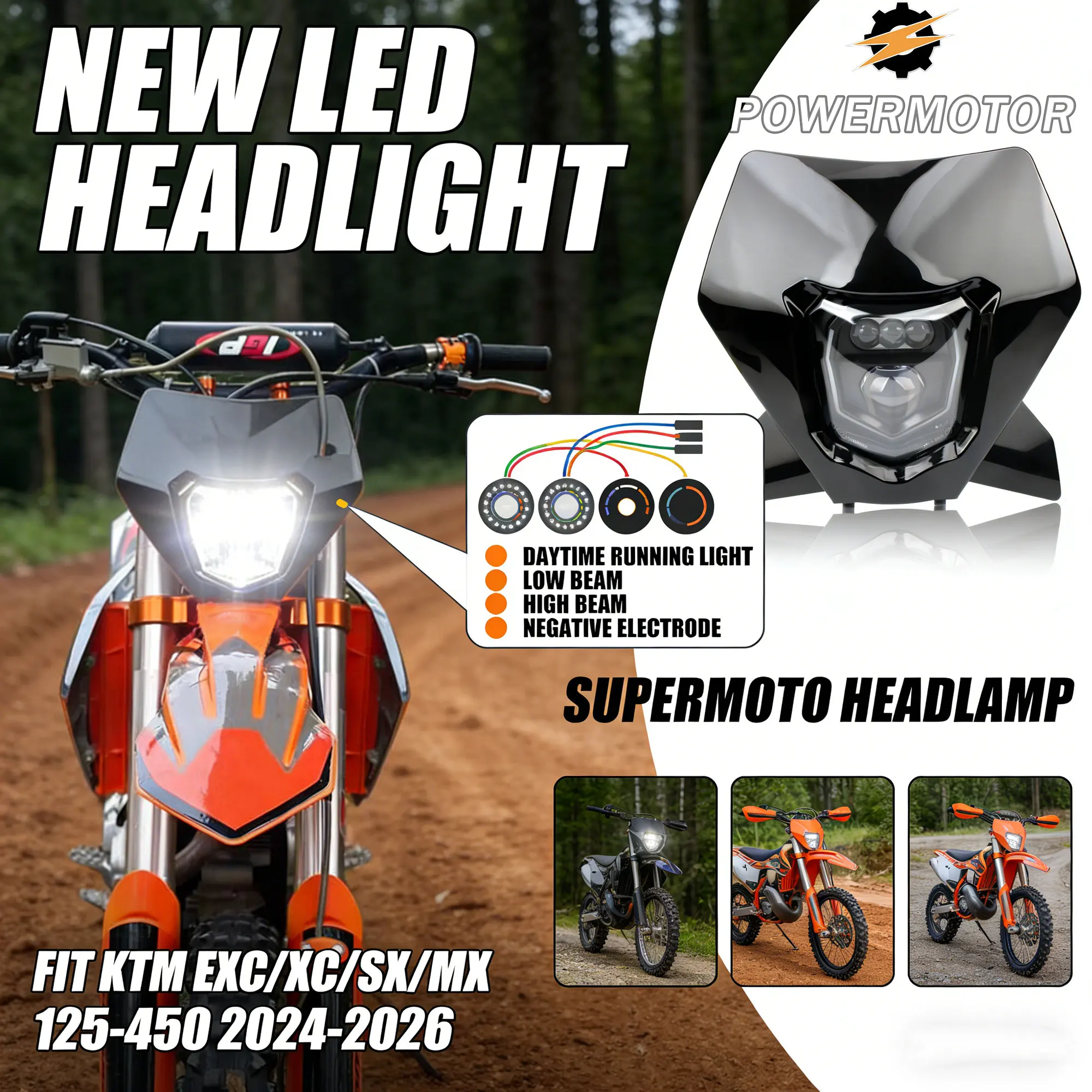 

Enduro DirtBike LED Headlight Assembly For KTM EXC XC SX MX 125 250 300 450 2024 2025 2026 Off-Road Racing Supermoto Accessories