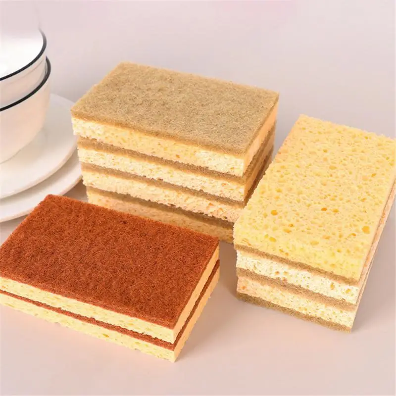 Thickened Kitchen Cleaning Dishwashing Sponge Absorbent Wood Pulp Sponge Rag Scouring Cloth Natural Wood Pulp Cotton Sponge Wipe